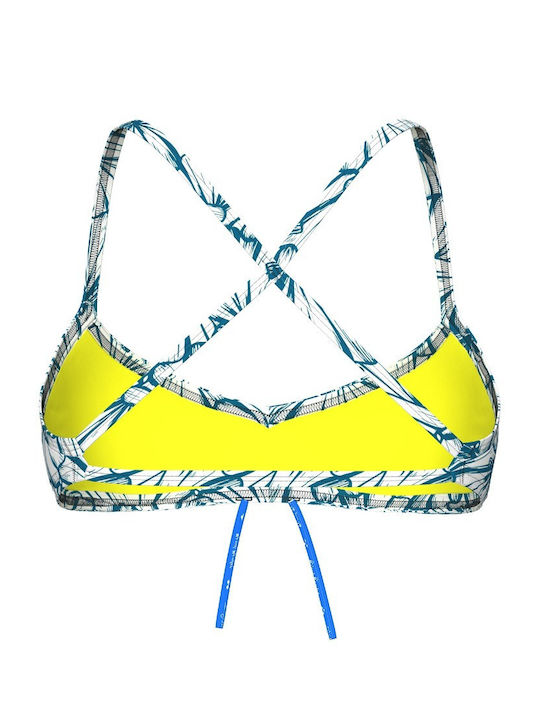 Sports Bra Bikini Top 103 - White Multi-yellow Star