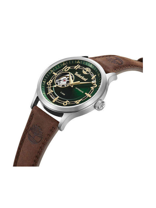 Timberland Men's Watch 45mm Automatic with Brown Leather Strap