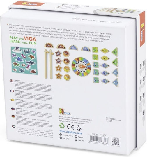 Viga Toys Wooden Fishing Game Wooden Magnetic Fishing Game