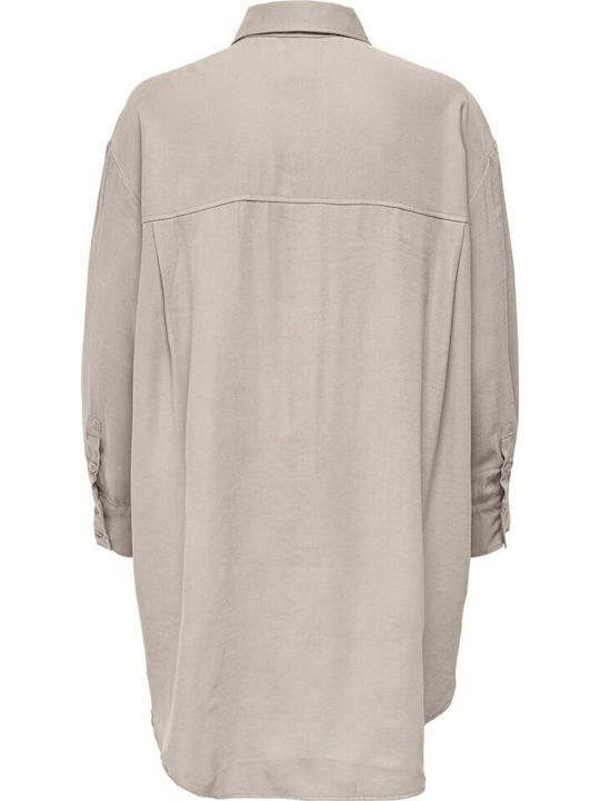 Long Sleeve Women's Shirt Beige Monochrome