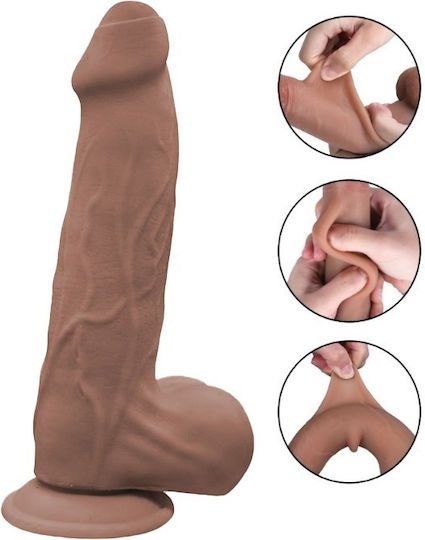 Passion Labs Enzo Διπλό Dildo με Όρχεις Καφέ