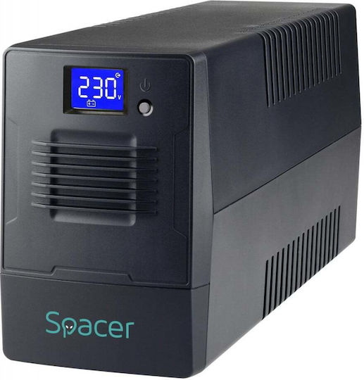 Spacer SPUP-1000D-LIT01 UPS Line-Interactive 1000VA 600W με 4 Schuko Πρίζες