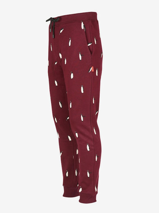 John Frank Men's Winter Pajama Pants Burgundy