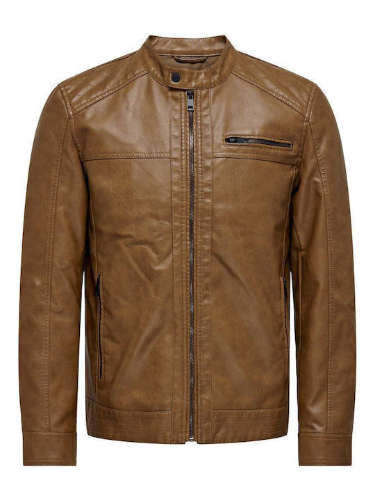 Leather Jacket Biker Brown