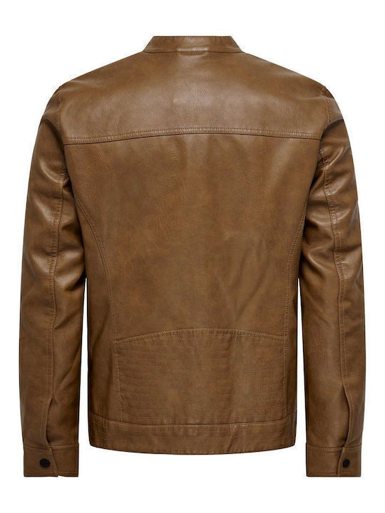 Leather Jacket Biker Brown