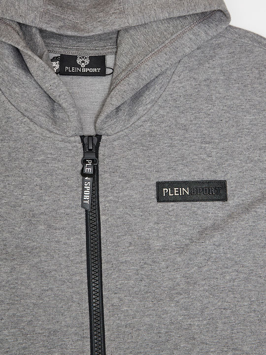 Philipp Plein Men's Cardigan with Hood & Pockets Gray