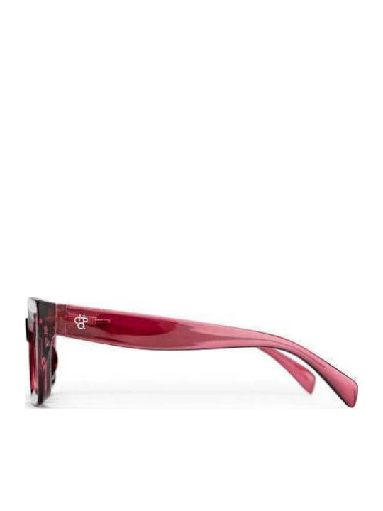 Chpo Unisex Sunglasses with Burgundy Plastic Frame and Brown Lens 16132RK