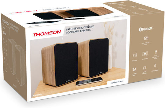 Thomson WS602DUO Αυτοενισχυόμενα Ηχεία με Bluetooth 100W (Ζεύγος) Καφέ