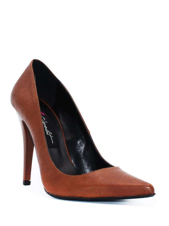 Eco Synthetic Leather Brown Heels