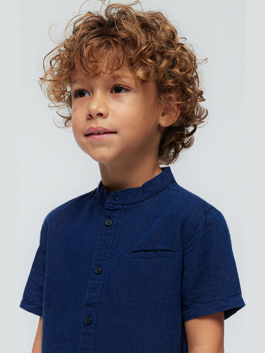 Kids Shirt Short Sleeve Linen cyan (cyan)