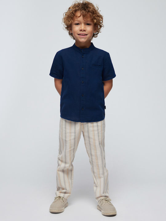Kids Shirt Short Sleeve Linen cyan (cyan)