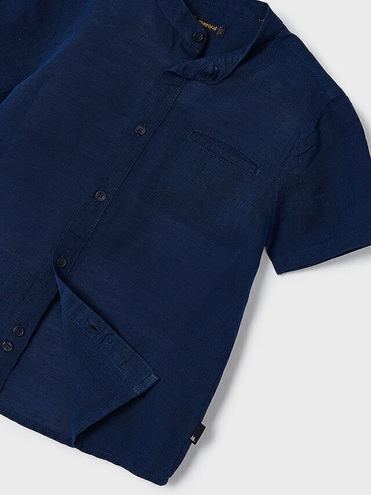 Kids Shirt Short Sleeve Linen cyan (cyan)