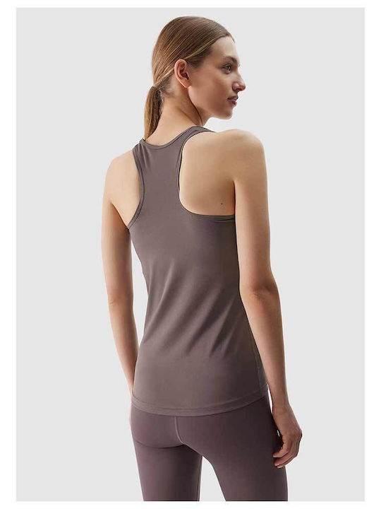 4F Damen Sportliche Bluse Ärmellos Schnell trocknend Braun