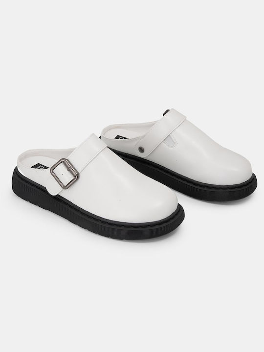 Bozikis Flat Leather Mules White