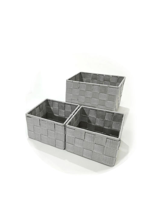 ArteLibre Plastic Storage Box with Lid Gray 3pcs