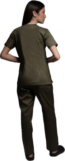 DS Wear Women's Khaki Pants & Blouse Set