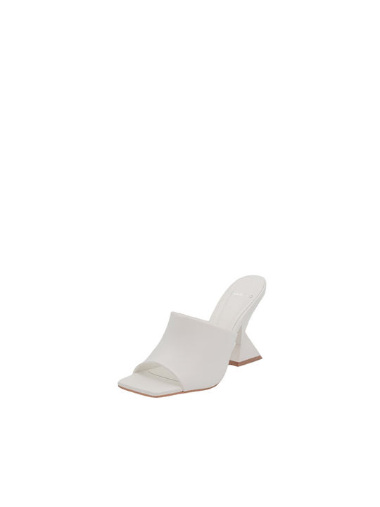 Carrano Heel Leather Mules White