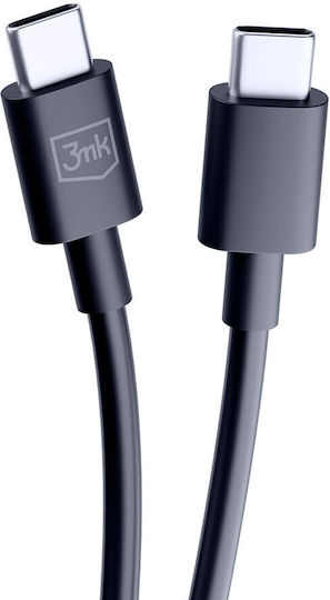 3MK Hyper USB 2.0 Cable USB-C male - USB-C 100W PD Μαύρο 1.2m