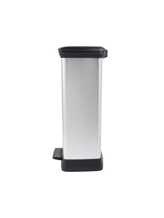 Curver Metallic Waste Bin with Pedal Silver 50L