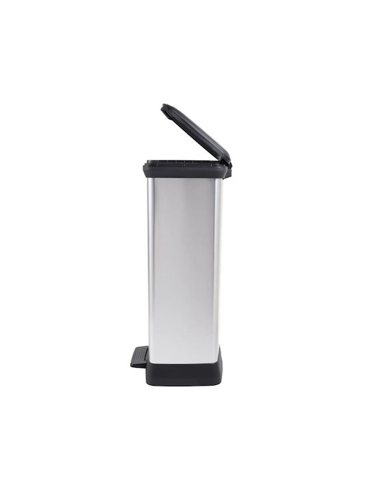 Curver Metallic Waste Bin with Pedal Silver 50L