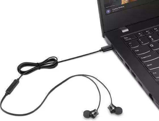 Lenovo 4XD1J77351 In-ear Handsfree Ακουστικά με Βύσμα USB-C Μαύρο