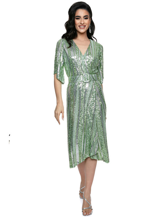 RichgirlBoudoir Midi Rochie de Seară Înfășurați Verde