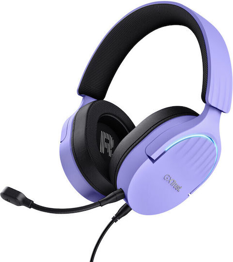 Trust GXT490 Fayzo Over Ear Gaming Headset με σύνδεση USB Μωβ for PS4 / PS5