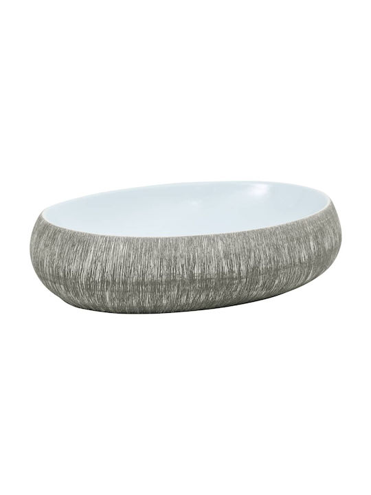 vidaXL Vessel Sink Ceramic 59x40x15cm Grey and blue