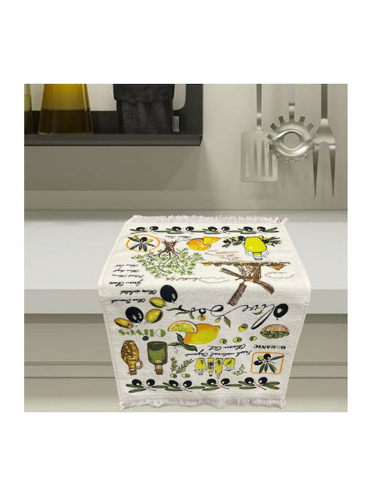 Linea Home Organic Olives Tea Towel made of 100% Cotton in White Color 40x60cm 1pcs