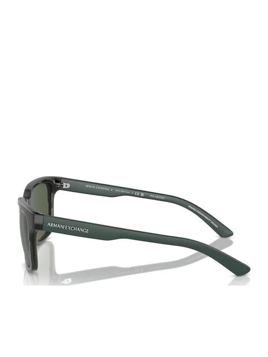 Armani Exchange Unisex Sunglasses with Black Plastic Frame and Green Lens