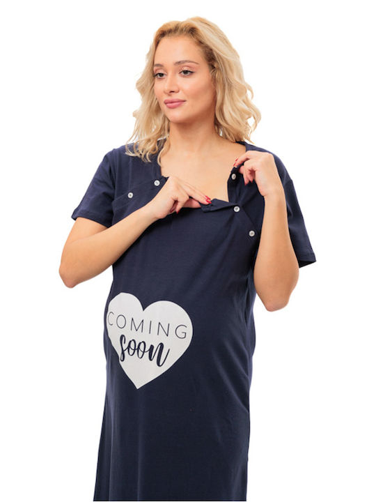 Angel's Secret Nightgown Maternity & Nursing Blue