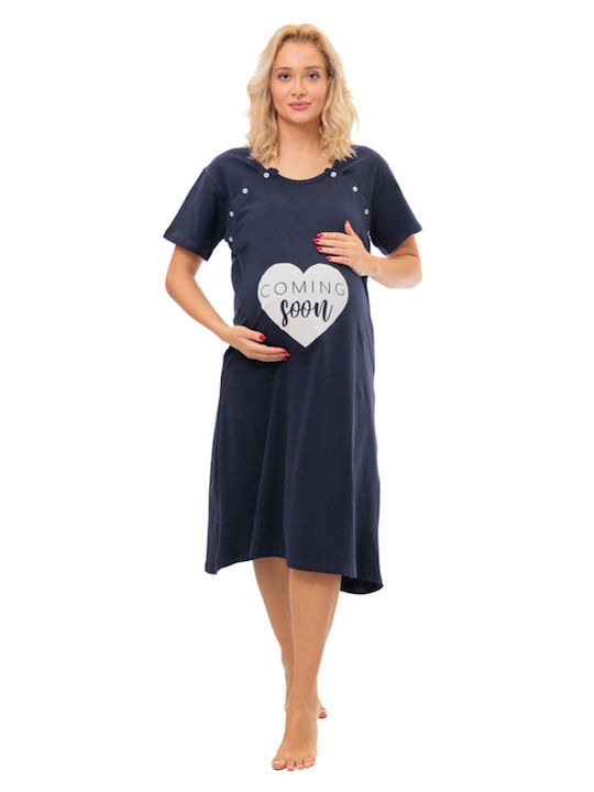 Angel's Secret Nightgown Maternity & Nursing Blue
