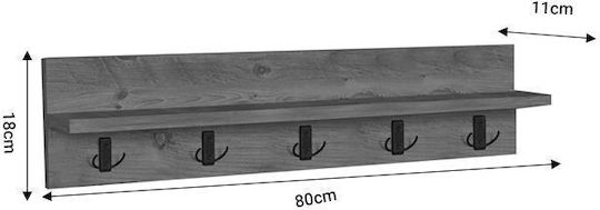 Pakketo Wall Hanger Esform Wooden 10 Hooks White 80x11x18cm
