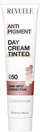 Revuele Cremă De Față Colorată De Zi Cu Acțiune Anti-pete Pigmentare Corectoare Pentru Pete Pigmentare Și Hidratare SPF50 50ml