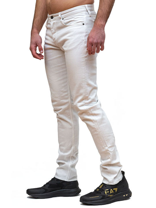 Emporio Armani Ανδρικό Παντελόνι Τζιν σε Slim Εφαρμογή Λευκό