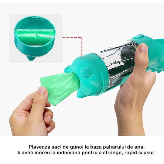 Plastic Sticlă Mâncare & Apă pentru Câine & Pisică 300ml 10.16cm în Culoare Turcoaz
