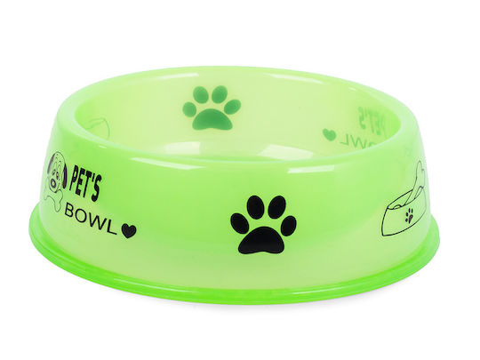 Plastic Bol Mâncare & Apă pentru Câine pe Bază 600ml 18cm în Culoare Verde