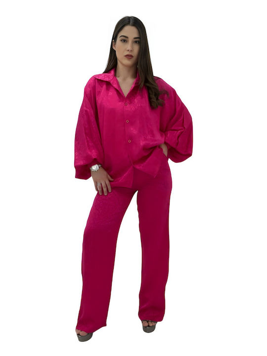 Collection Femei Fuchsia Set cu Pantaloni cu Croială Normală