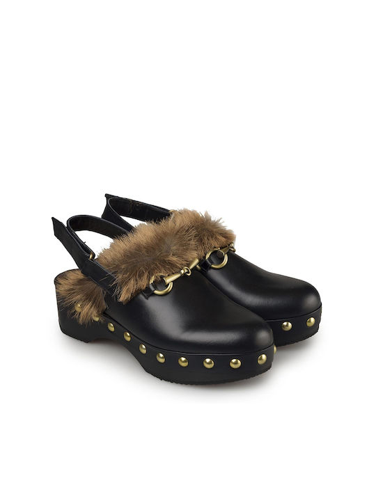 I Love Sandals Chunky Heel Mules Black