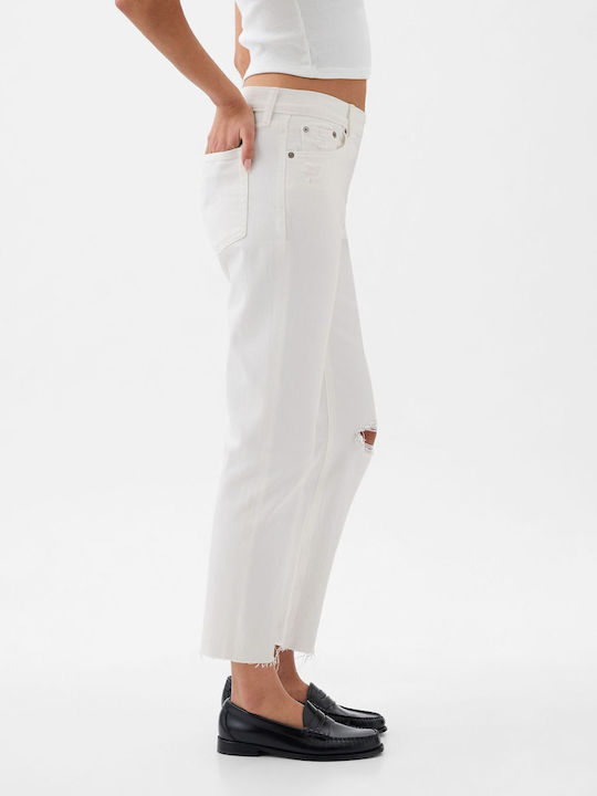 Hoch tailliert Damenjeans in Gerader Linie Optic White