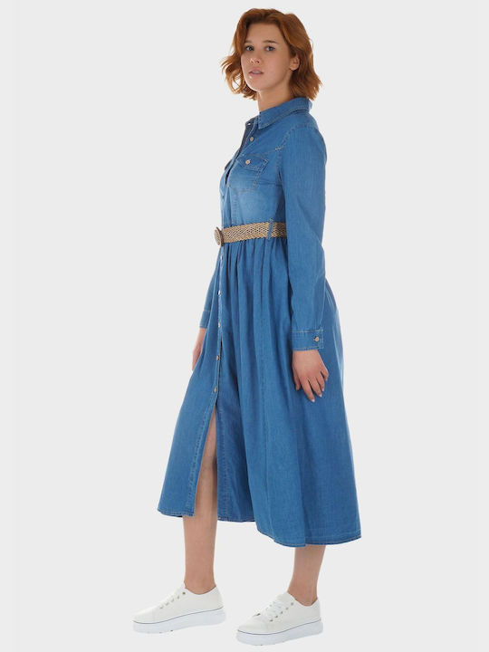 G Secret Midi Shirt Dress Dress Denim Blue