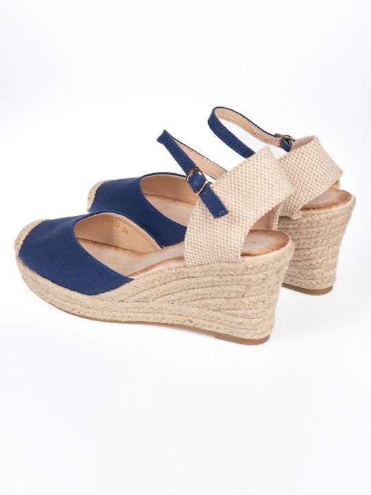 Issue Fashion Platforme dama în stil espadrile Albastru