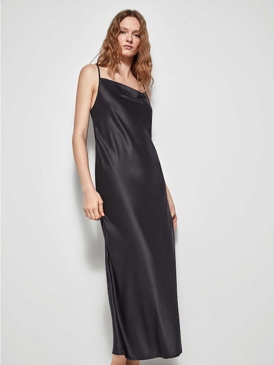 Gisela Summer Satin Women's Nightdress Black