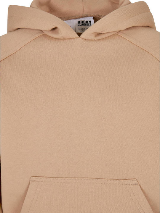 Fleece Επένδυση Παιδικό Φούτερ με Κουκούλα και Τσέπες Μπεζ