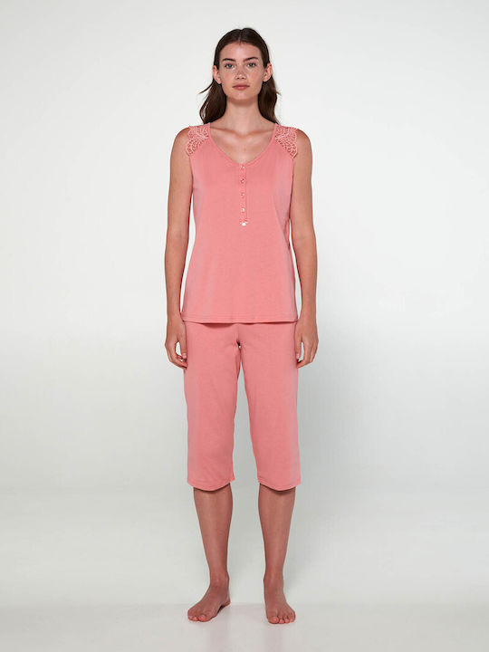 Vamp Summer Women's Pyjama Set Cotton Pink Glow