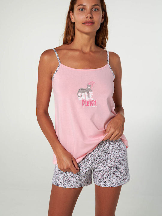 Vamp De vară Set Pijamale pentru Femei De bumbac Roz
