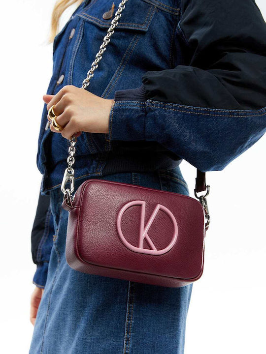 KALK Din piele Geantă de damă Crossbody Burgundy