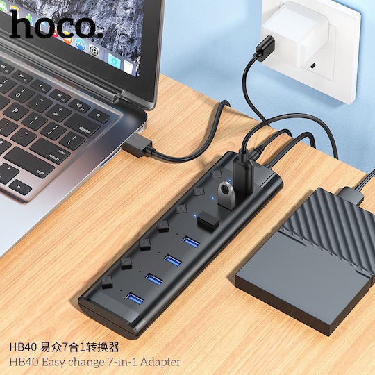 Hoco HB40 Hub 7 Ports USB 3.0 with USB-A Connection