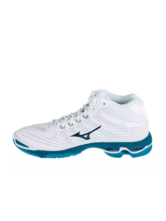 Mizuno Wave Voltage Mid Ανδρικά Αθλητικά Παπούτσια Βόλεϊ Λευκά