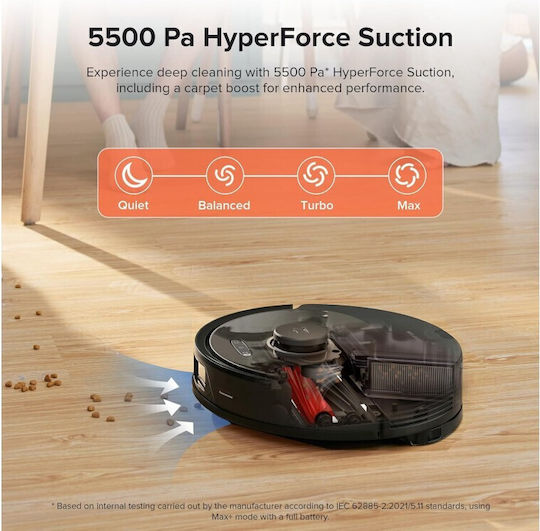 Roborock Q8 Max+ Σκούπα Ρομπότ με Χαρτογράφηση Laser & Απορρόφηση 5500Pa Μαύρη